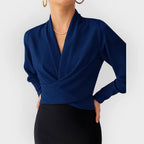 Anouk | Women's Deep V-Neck Lustrous Draped Blouse