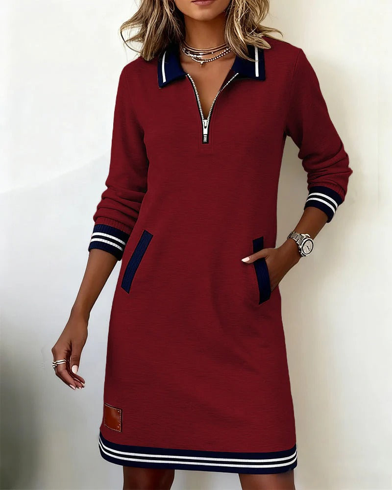 Louisa | Women's Long-Sleeve Zip-Front Collared Dress product photo