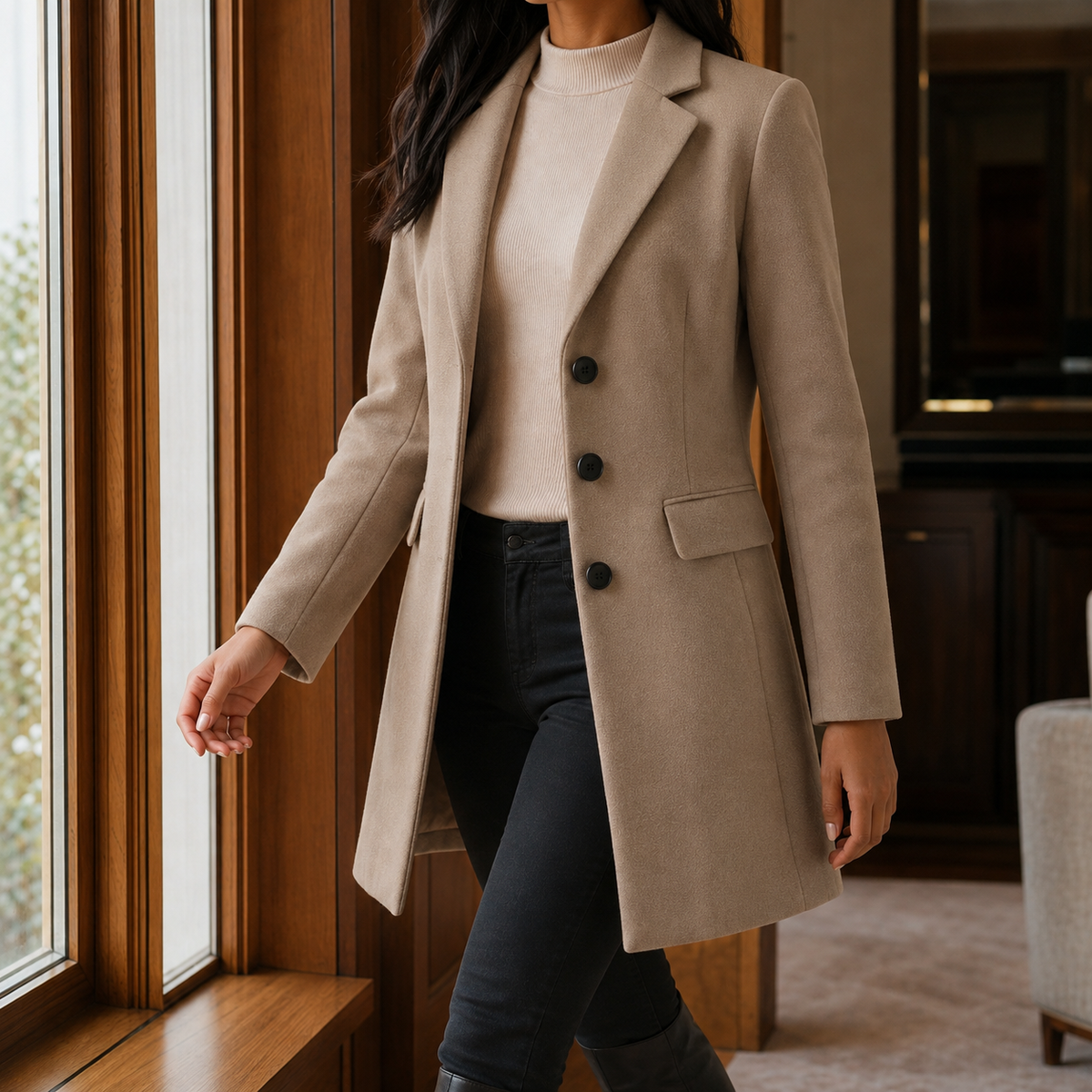 Juliette | Women's Notch-Lapel Button-Front Tailored Coat