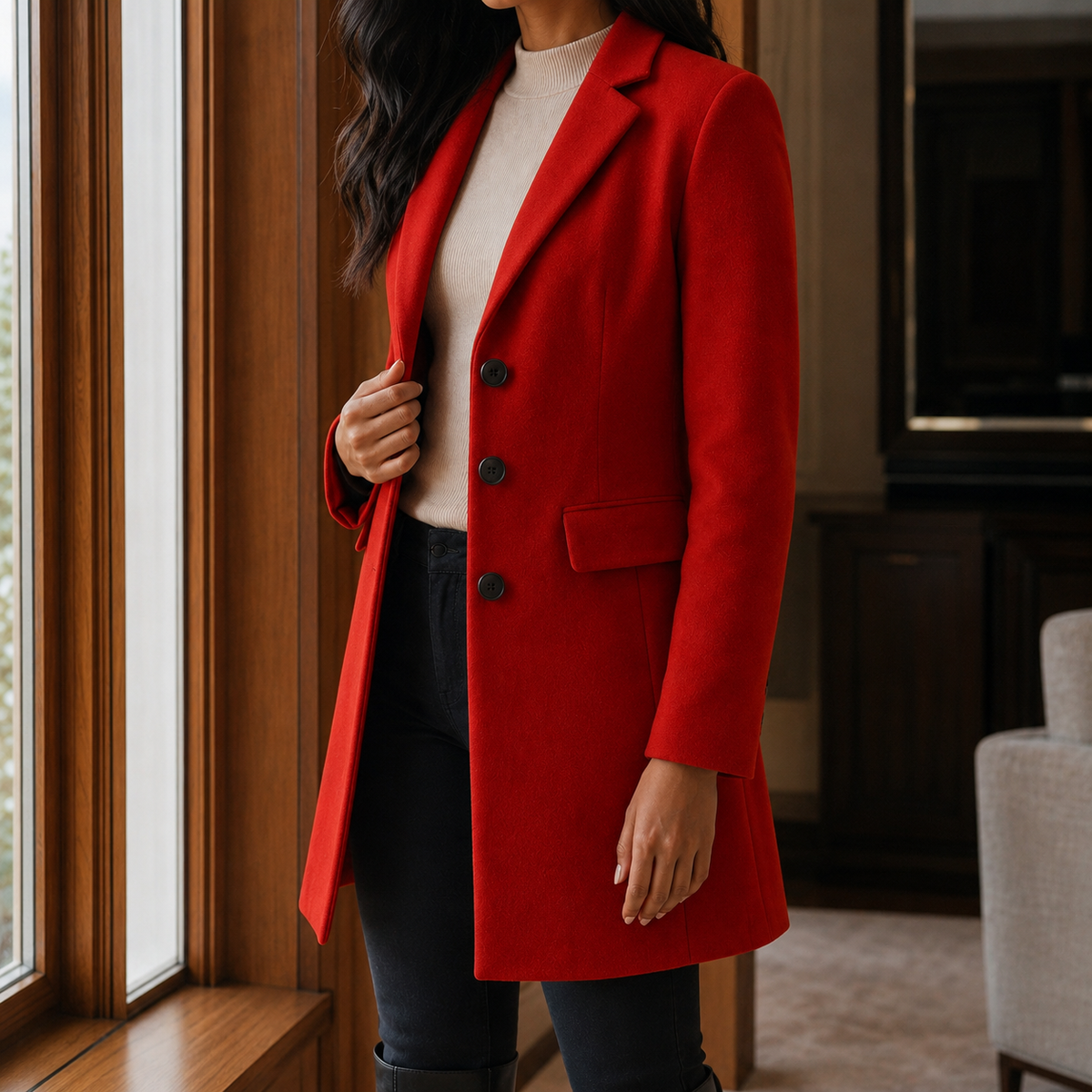 Juliette | Women's Notch-Lapel Button-Front Tailored Coat