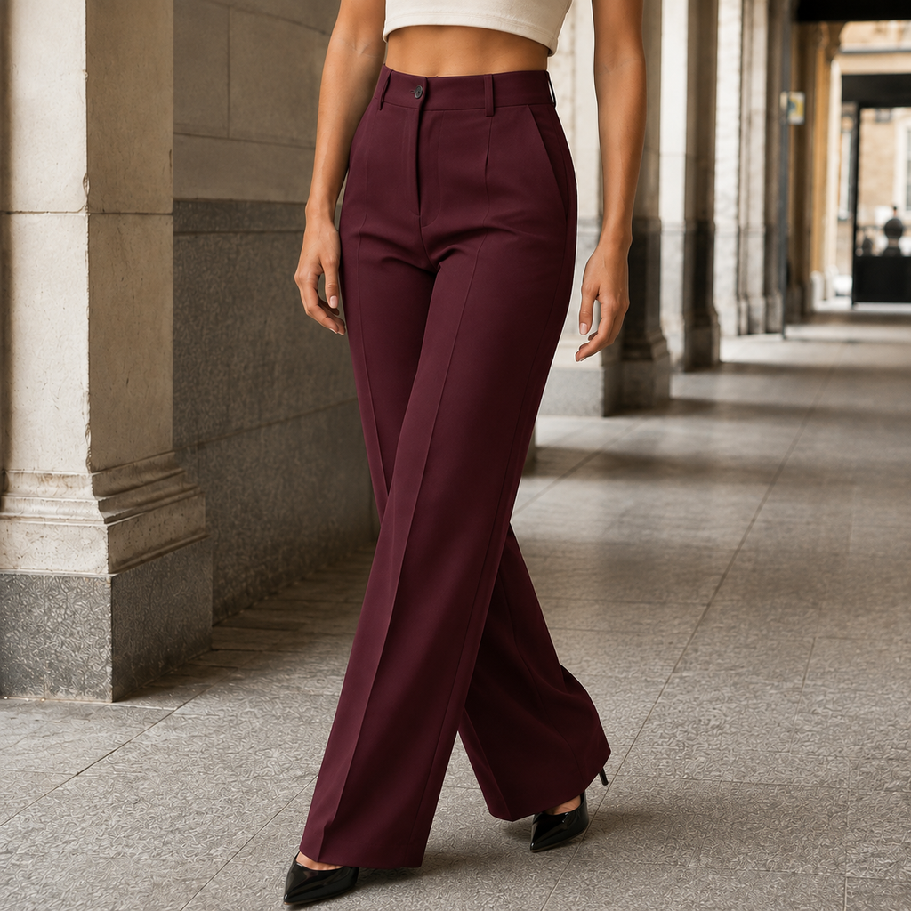 Cosima wide-leg trousers - Wine Red