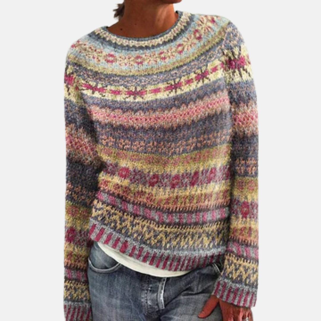 Ruth | Women's Fair Isle Chunky Knit Jumper with Crew Neck
