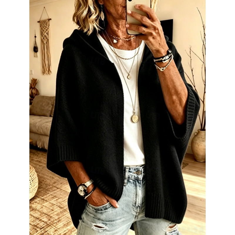 Rosamund | Women's Hooded Open-Front Knit Cardigan