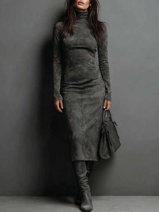 Bernice high-neck midi dress - Dark Gray