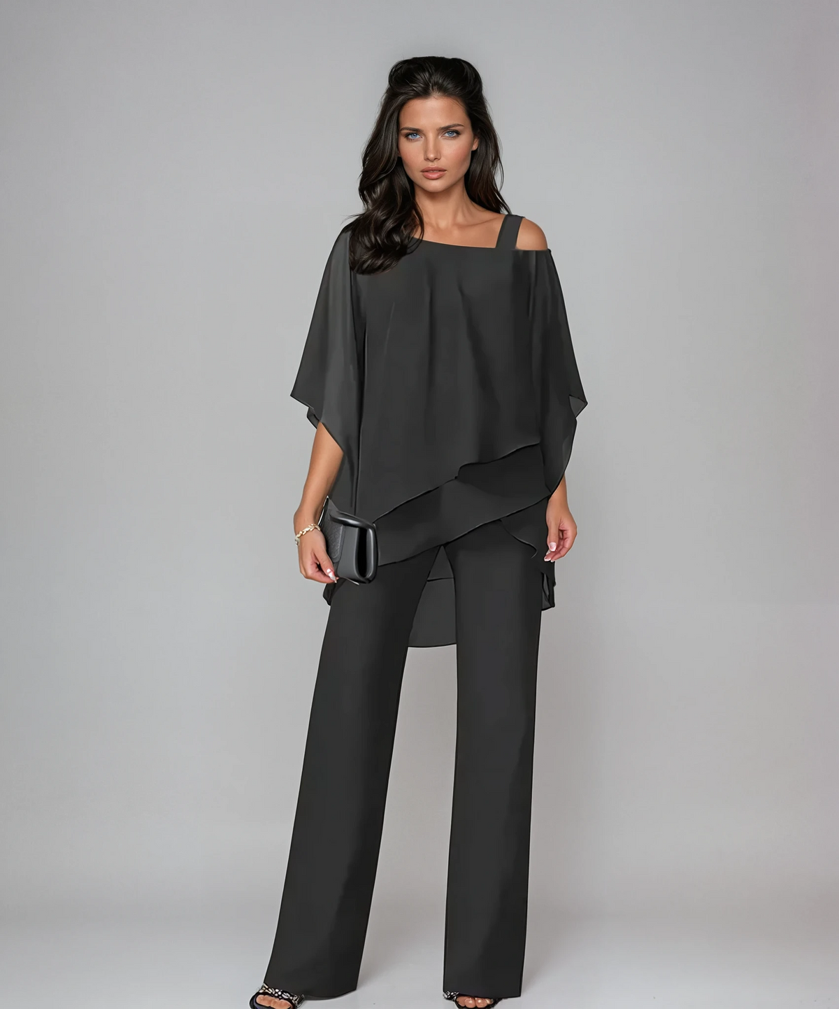 Marina | Women's Layered Top and Wide-Leg Pants Set original product view