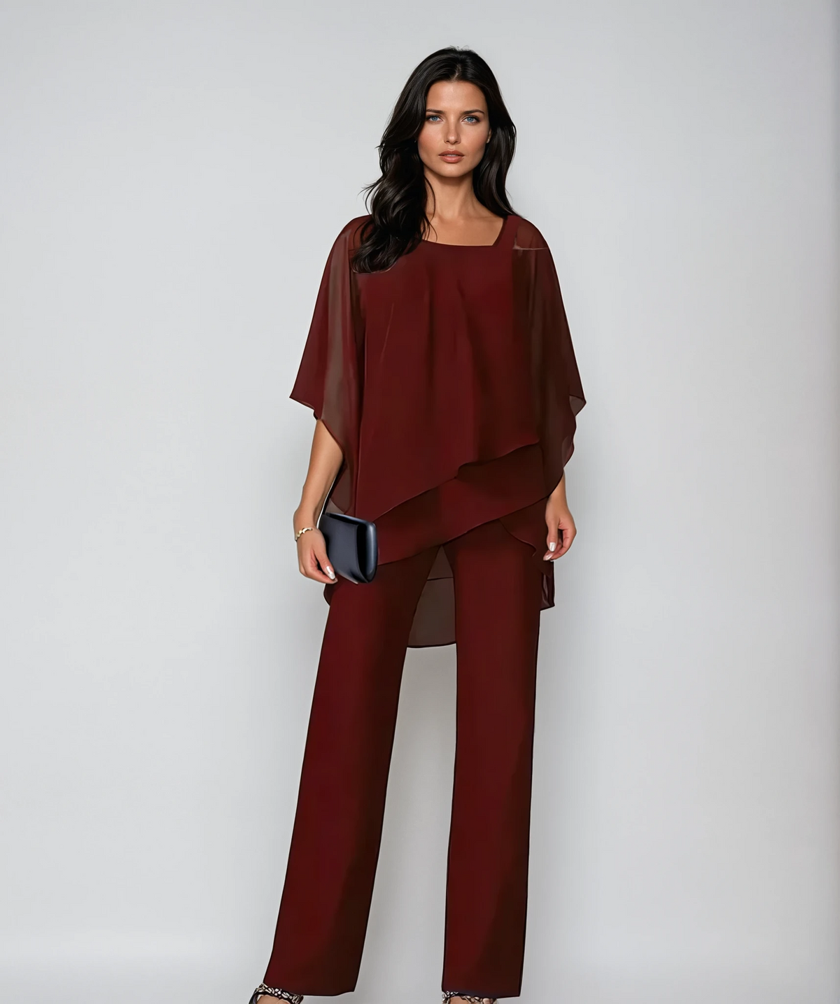 Marina | Women's Layered Top and Wide-Leg Pants Set original product view