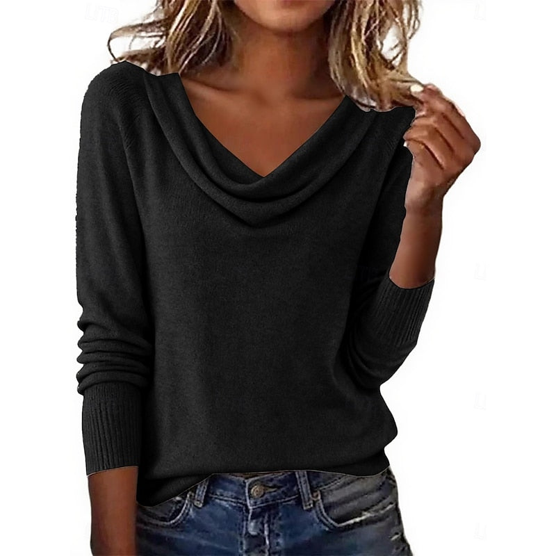 Elspeth | Women's Draped Cowl-Neck Sweater