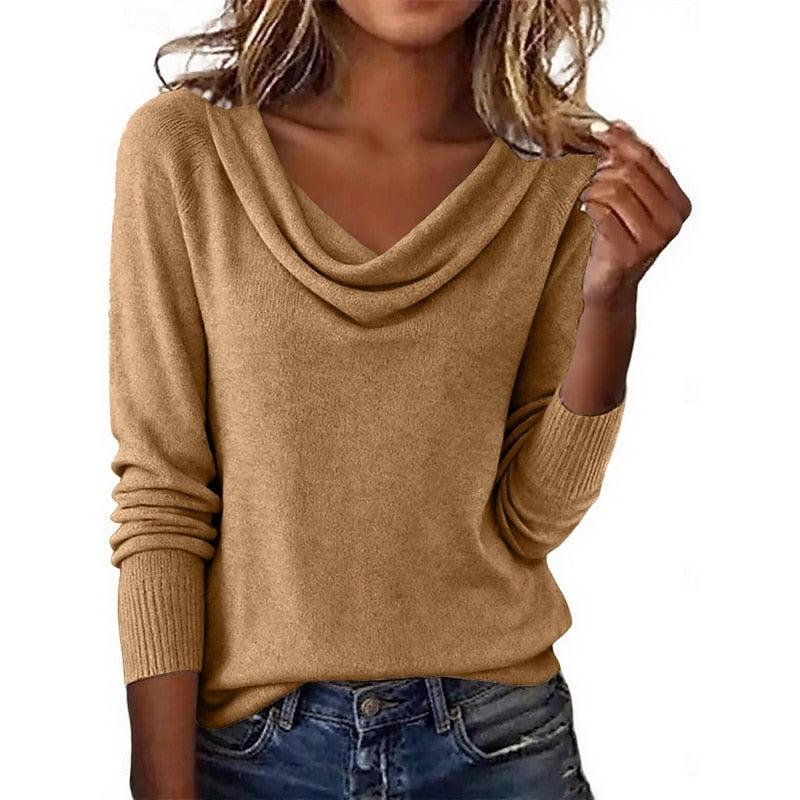 Elspeth | Women's Draped Cowl-Neck Sweater