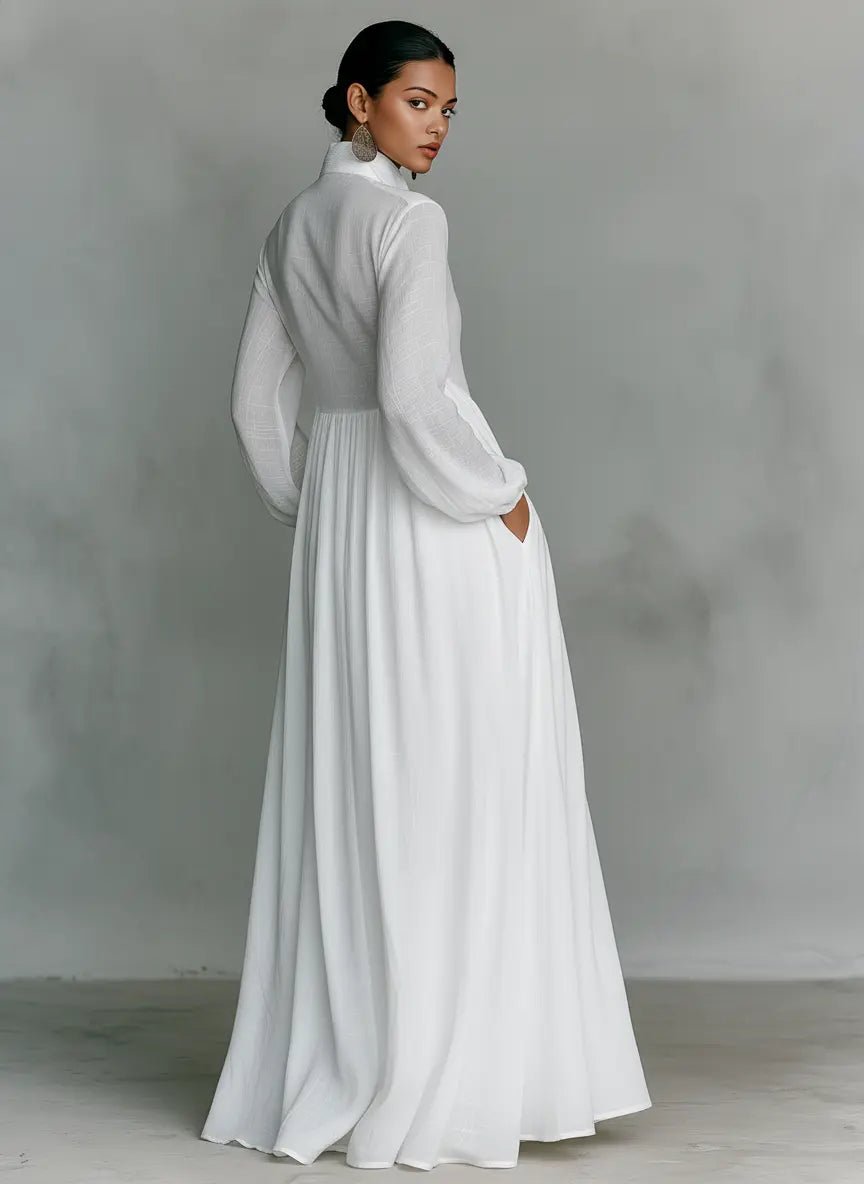 Lydia | Women's Stand-Collar Button-Front Maxi Dress original product photo 2