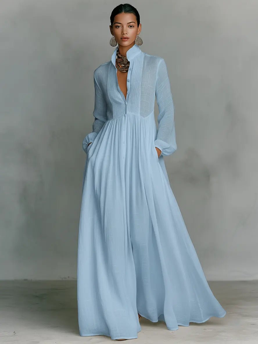 Lydia | Women's Stand-Collar Button-Front Maxi Dress original product photo 3
