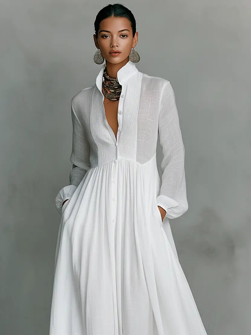 Lydia | Women's Stand-Collar Button-Front Maxi Dress original product photo 5