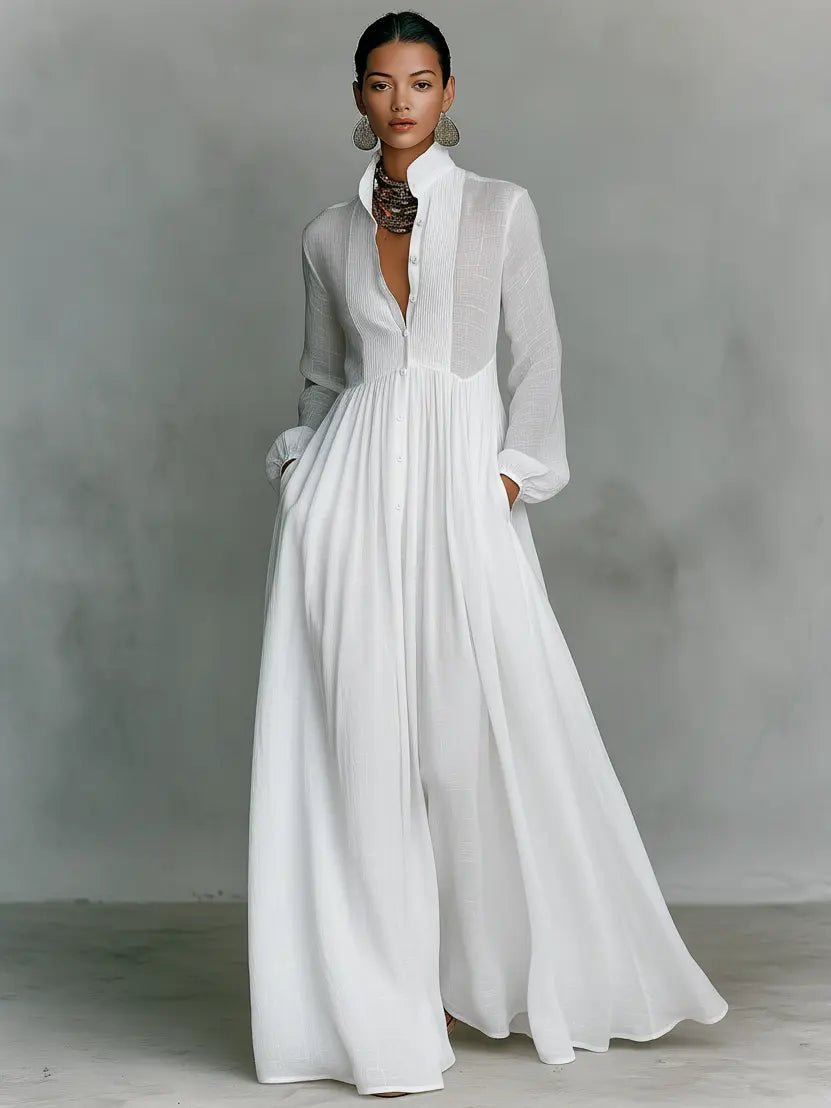Lydia | Women's Stand-Collar Button-Front Maxi Dress original product photo 7