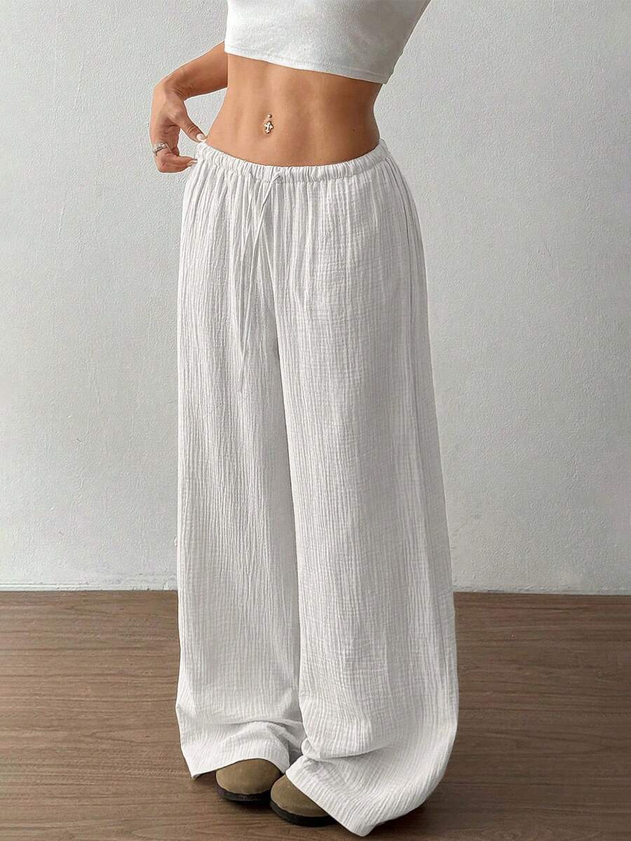Women's Wide Leg Drawstring Casual Pants