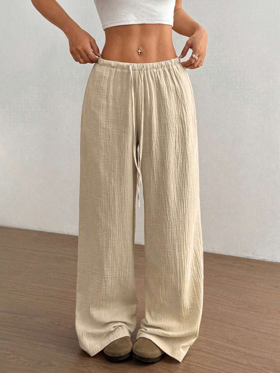 Women's Wide Leg Drawstring Casual Pants