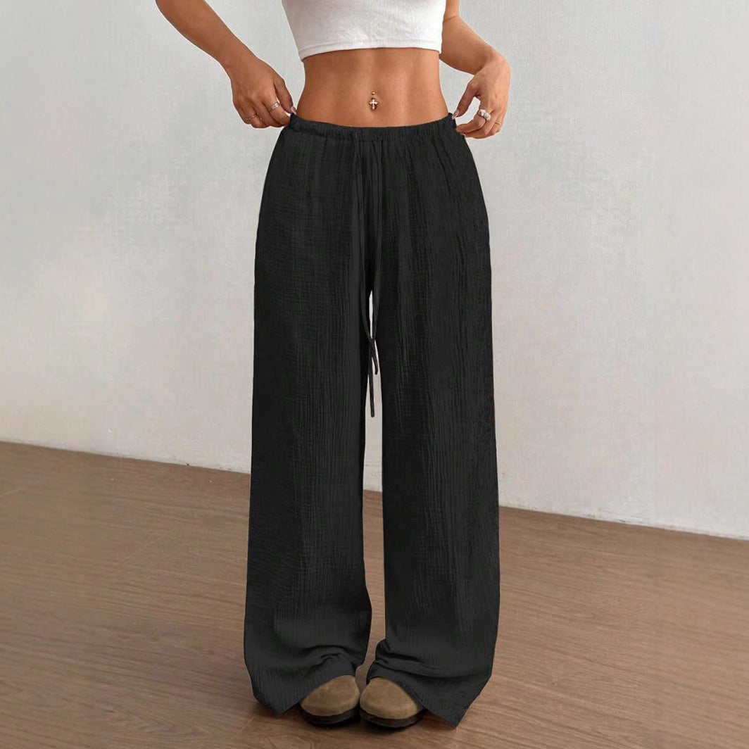 Women's Wide Leg Drawstring Casual Pants