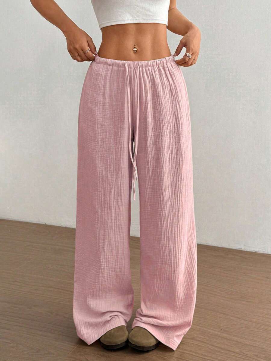 Women's Wide Leg Drawstring Casual Pants