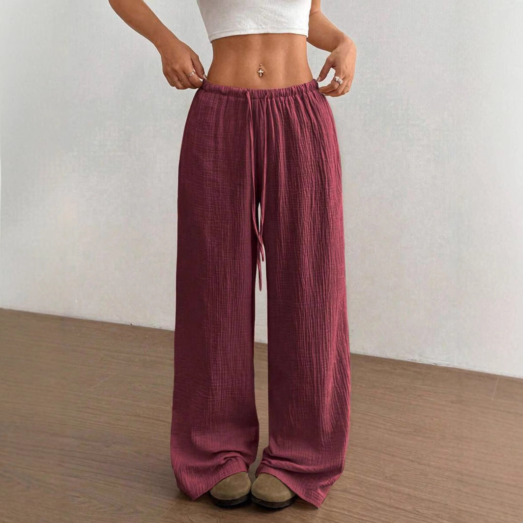 Women's Wide Leg Drawstring Casual Pants