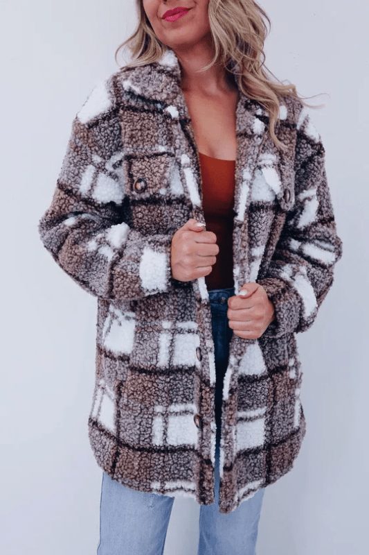 Sydney | Women's Checkered Button-Down Cardigan with Collar