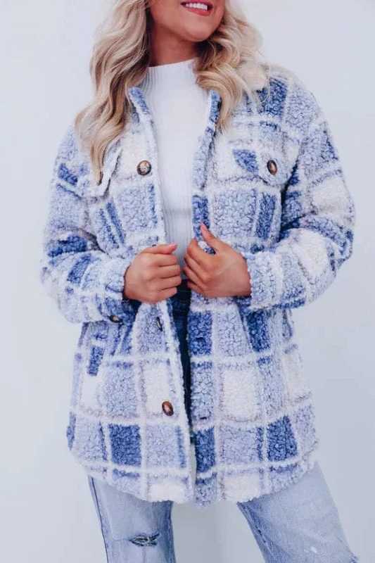Sydney | Women's Checkered Button-Down Cardigan with Collar