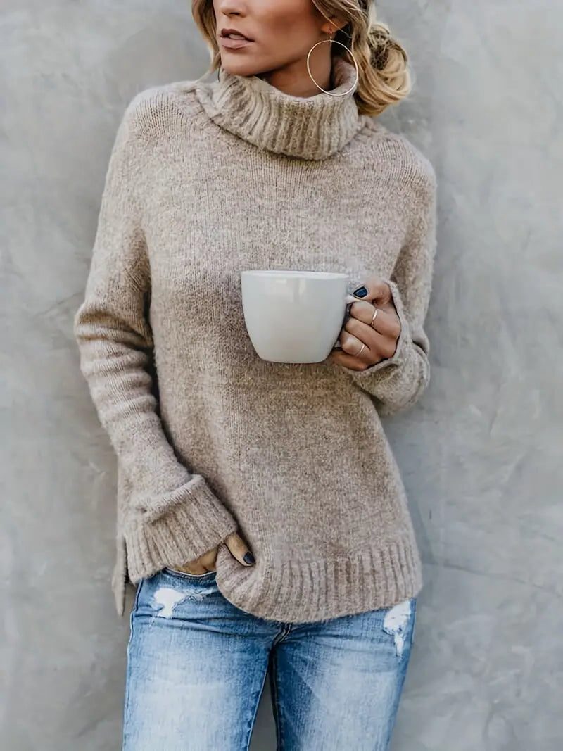 Lori | Women's Chunky Knit Turtleneck Sweater with Relaxed Fit and Long Sleeves