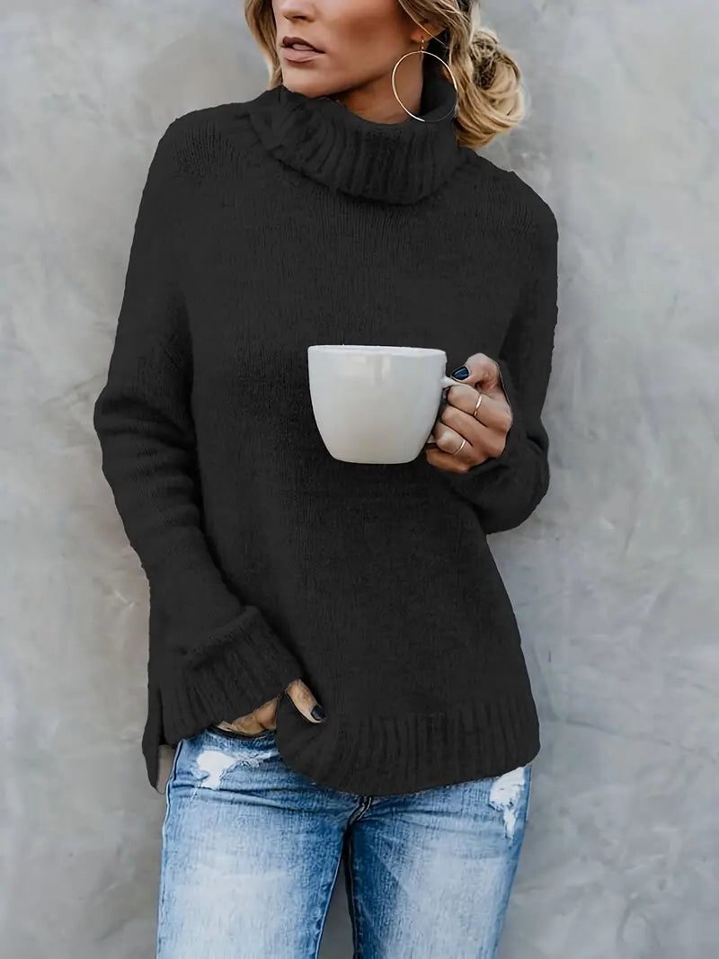 Lori | Women's Chunky Knit Turtleneck Sweater with Relaxed Fit and Long Sleeves