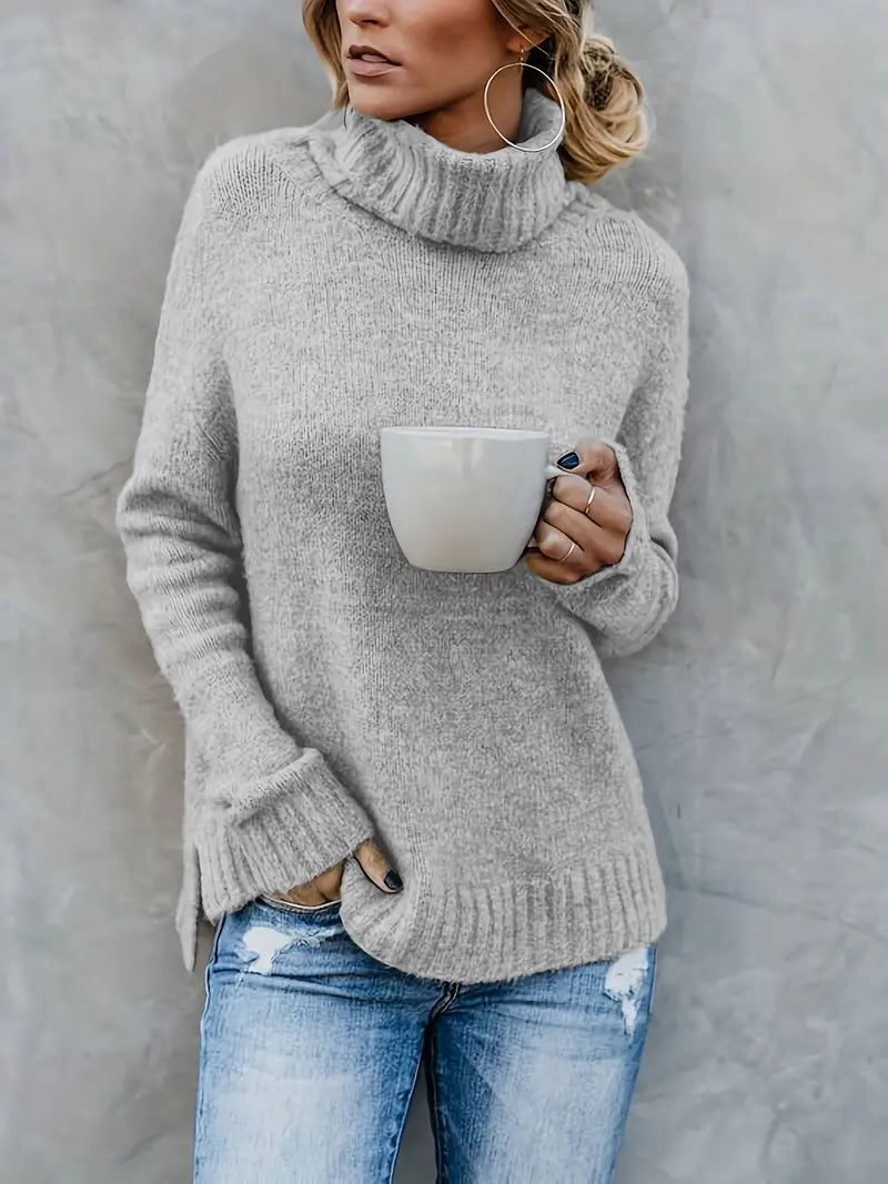 Lori | Women's Chunky Knit Turtleneck Sweater with Relaxed Fit and Long Sleeves
