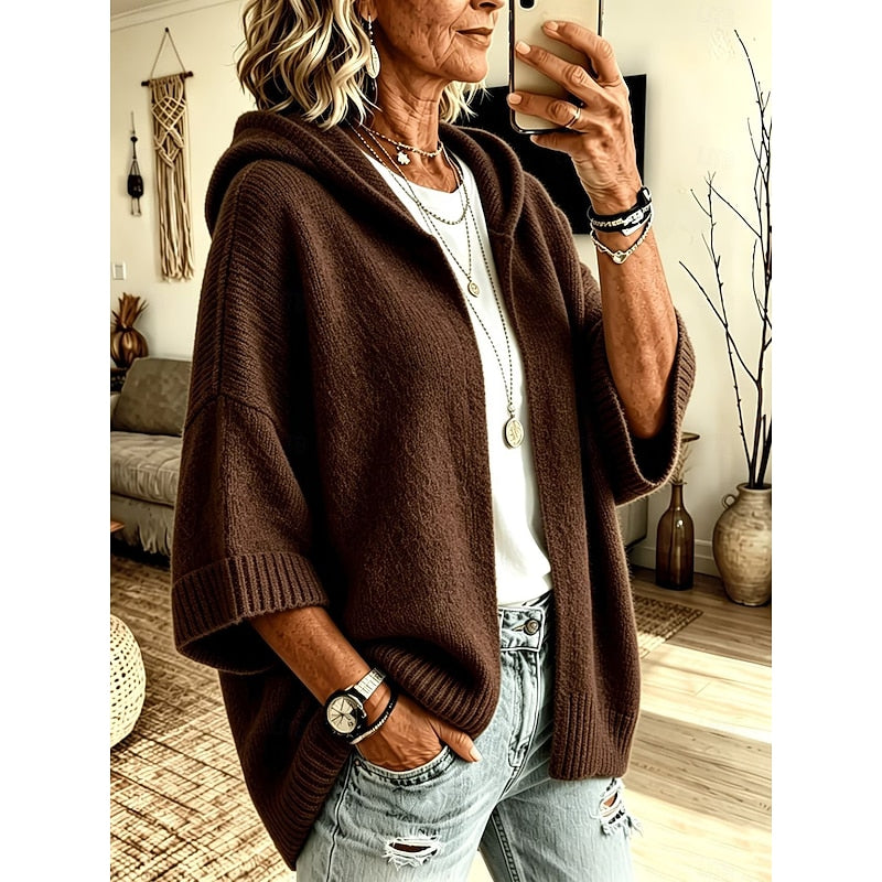 Rosamund | Women's Hooded Open-Front Knit Cardigan