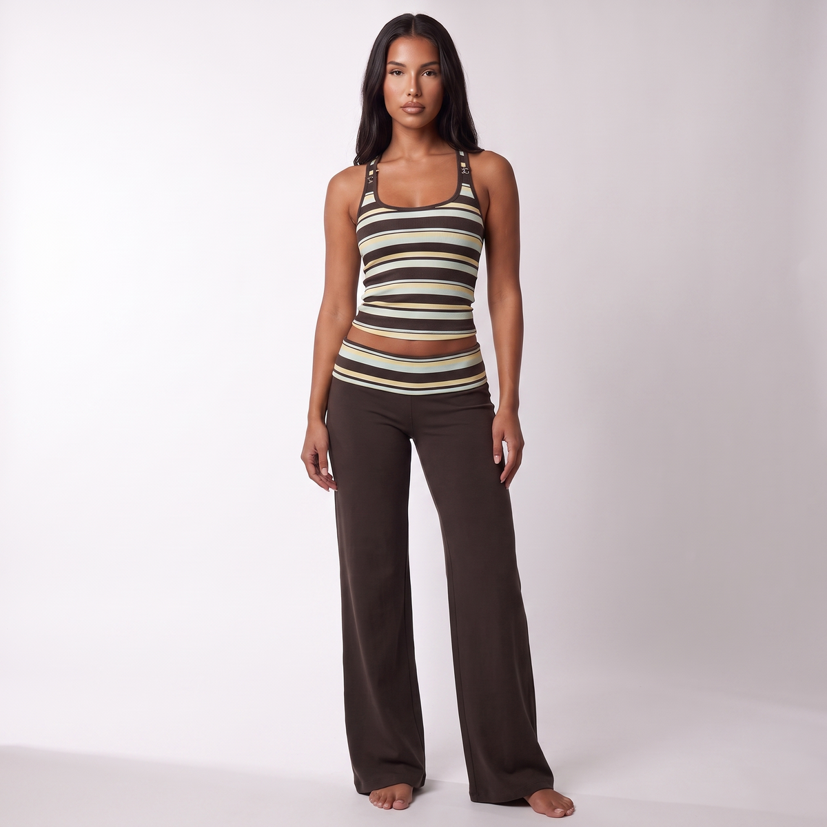 Brielle | Women's Striped Sleeveless Top & Wide-Leg Pants Set