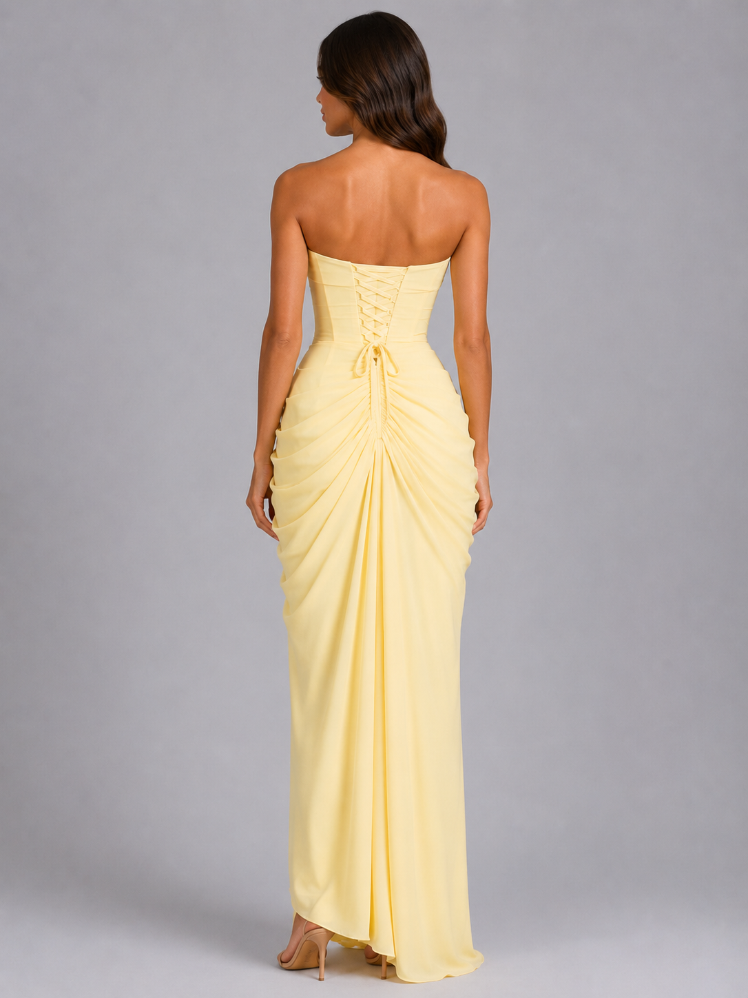 Odilia | Women's Strapless Ruched Maxi Occasion Dress — product image 2