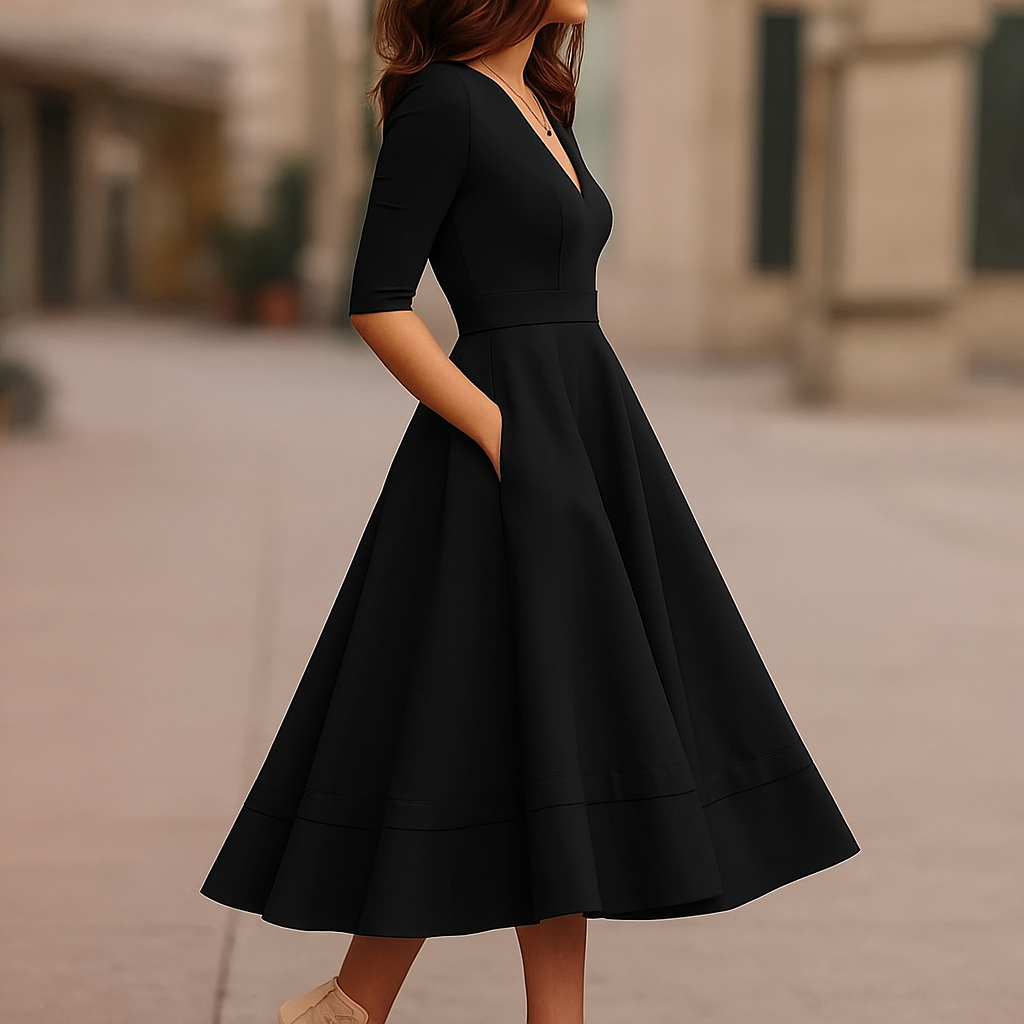 Marcella | Women's Retro-Inspired A-Line Midi Dress