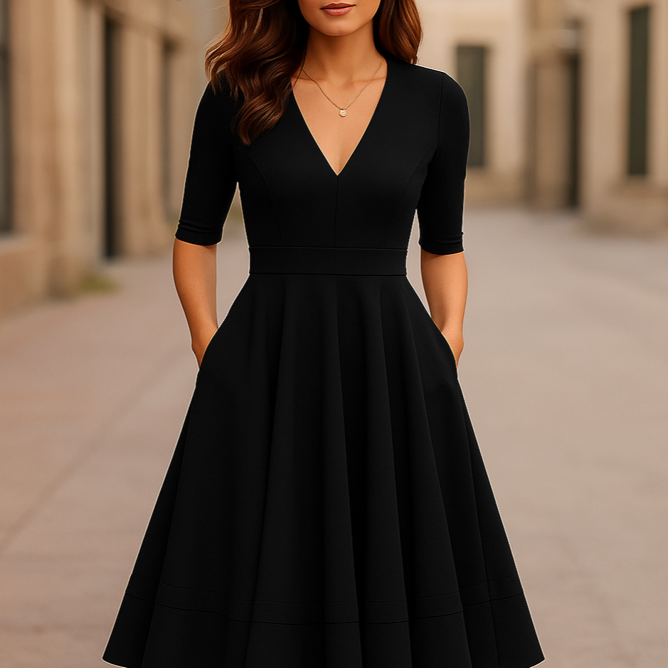 Marcella | Women's Retro-Inspired A-Line Midi Dress