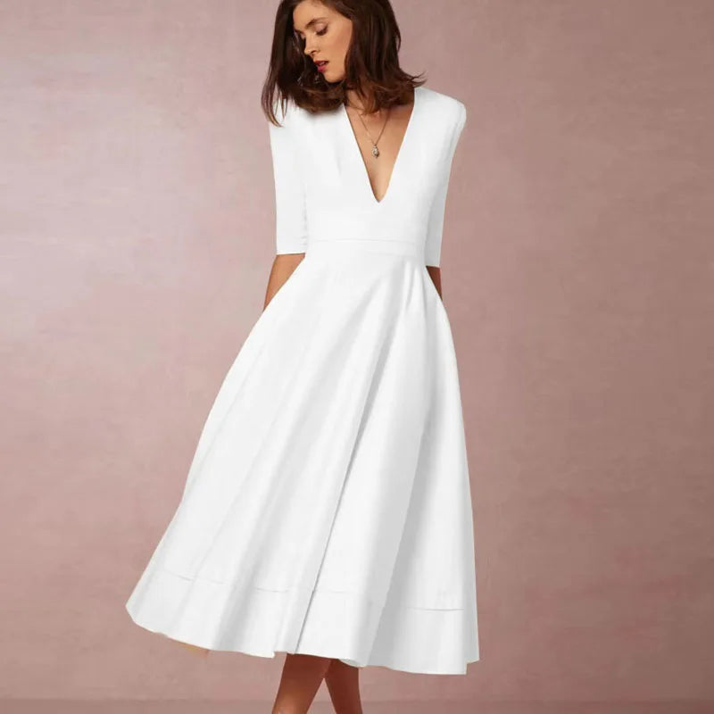 Marcella | Women's Retro-Inspired A-Line Midi Dress
