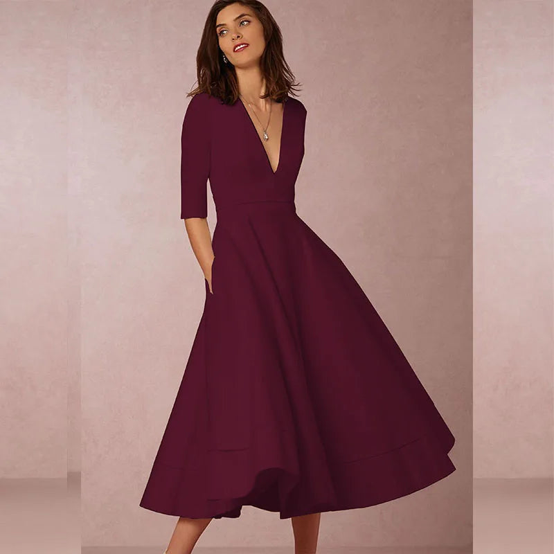 Marcella | Women's Retro-Inspired A-Line Midi Dress