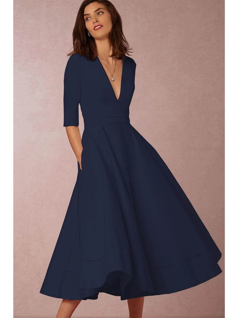 Marcella | Women's Retro-Inspired A-Line Midi Dress