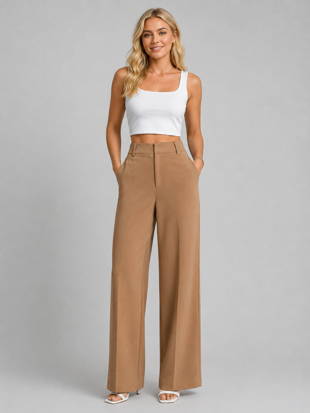 Celina | Women's High-Rise Pleated Wide-Leg Trousers — product image 3