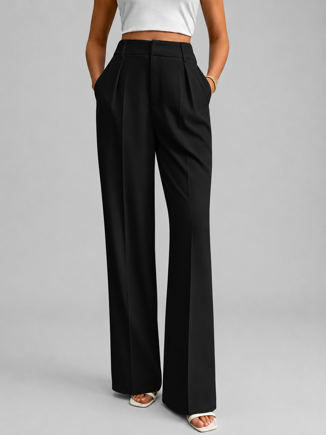 Celina | Women's High-Rise Pleated Wide-Leg Trousers — product image 9