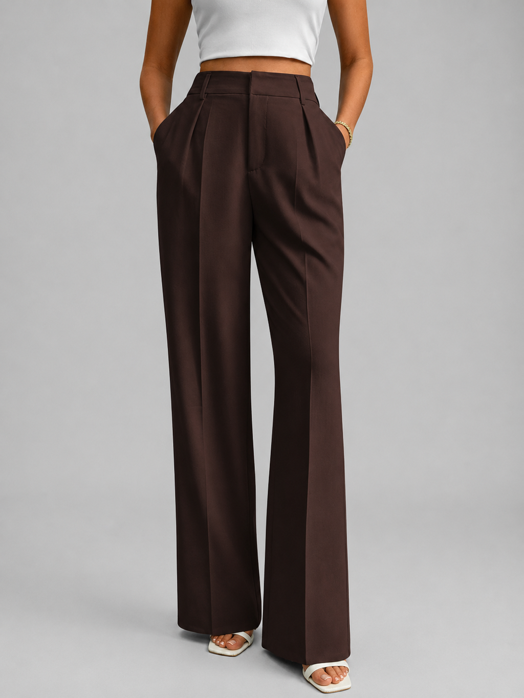Celina | Women's High-Rise Pleated Wide-Leg Trousers — product image 10