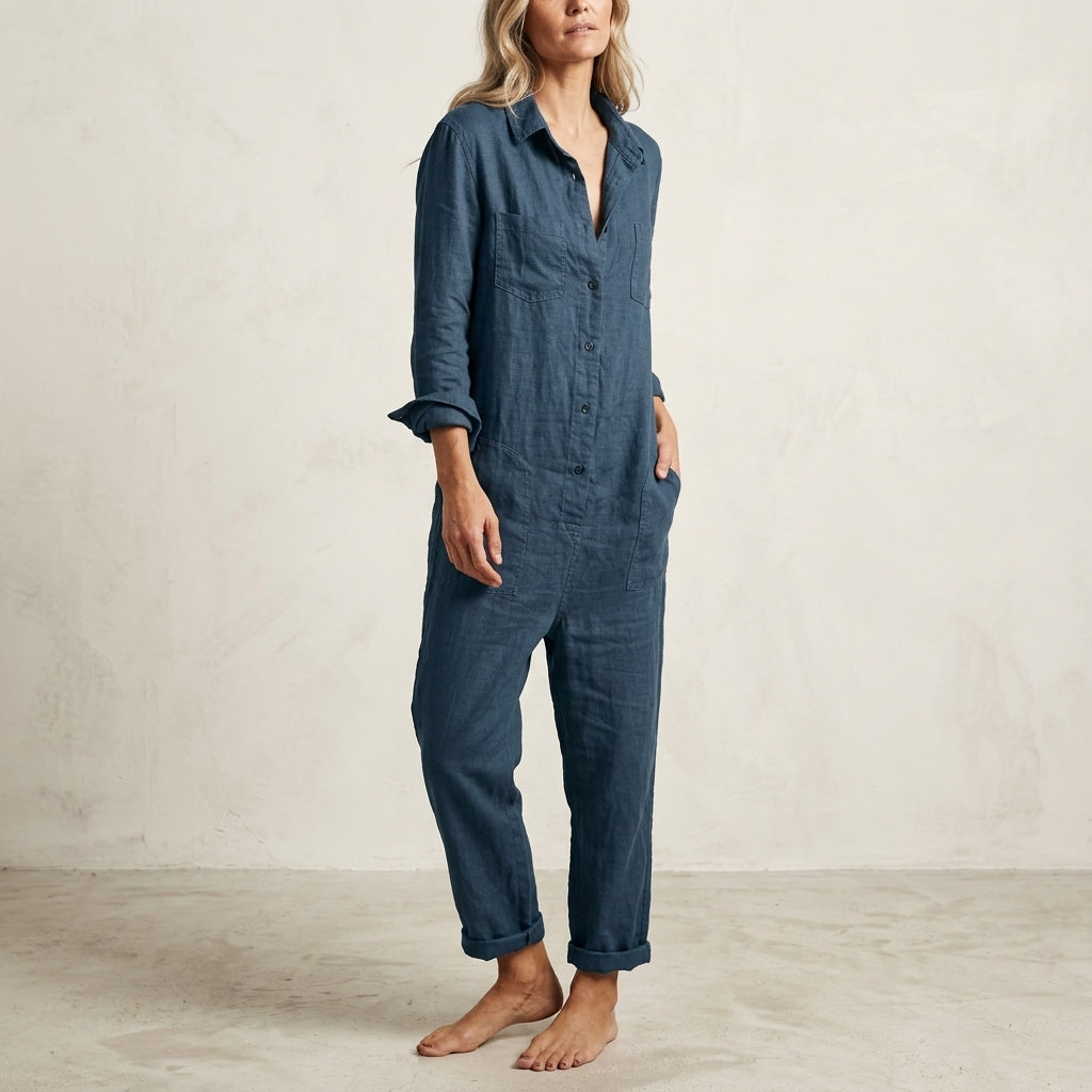 Rowena | Women's Relaxed Button-Front Jumpsuit — product image 3