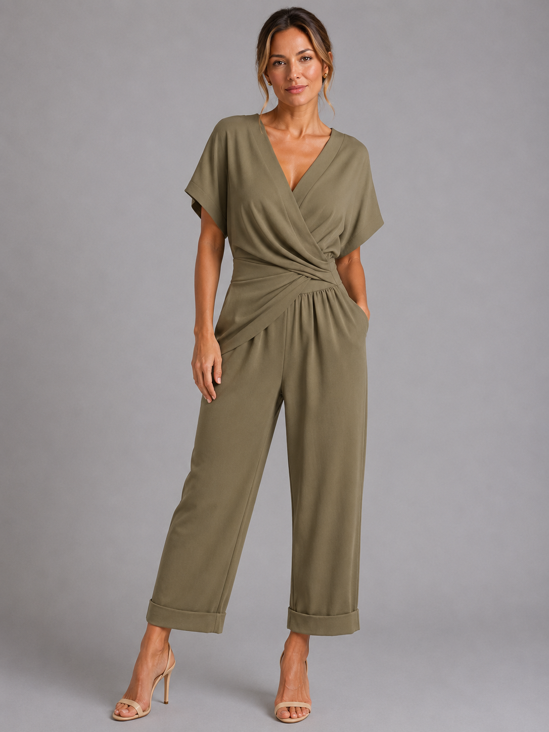 Simone | Women's Wrap-Front Top & Cropped Trouser Set — product image 5