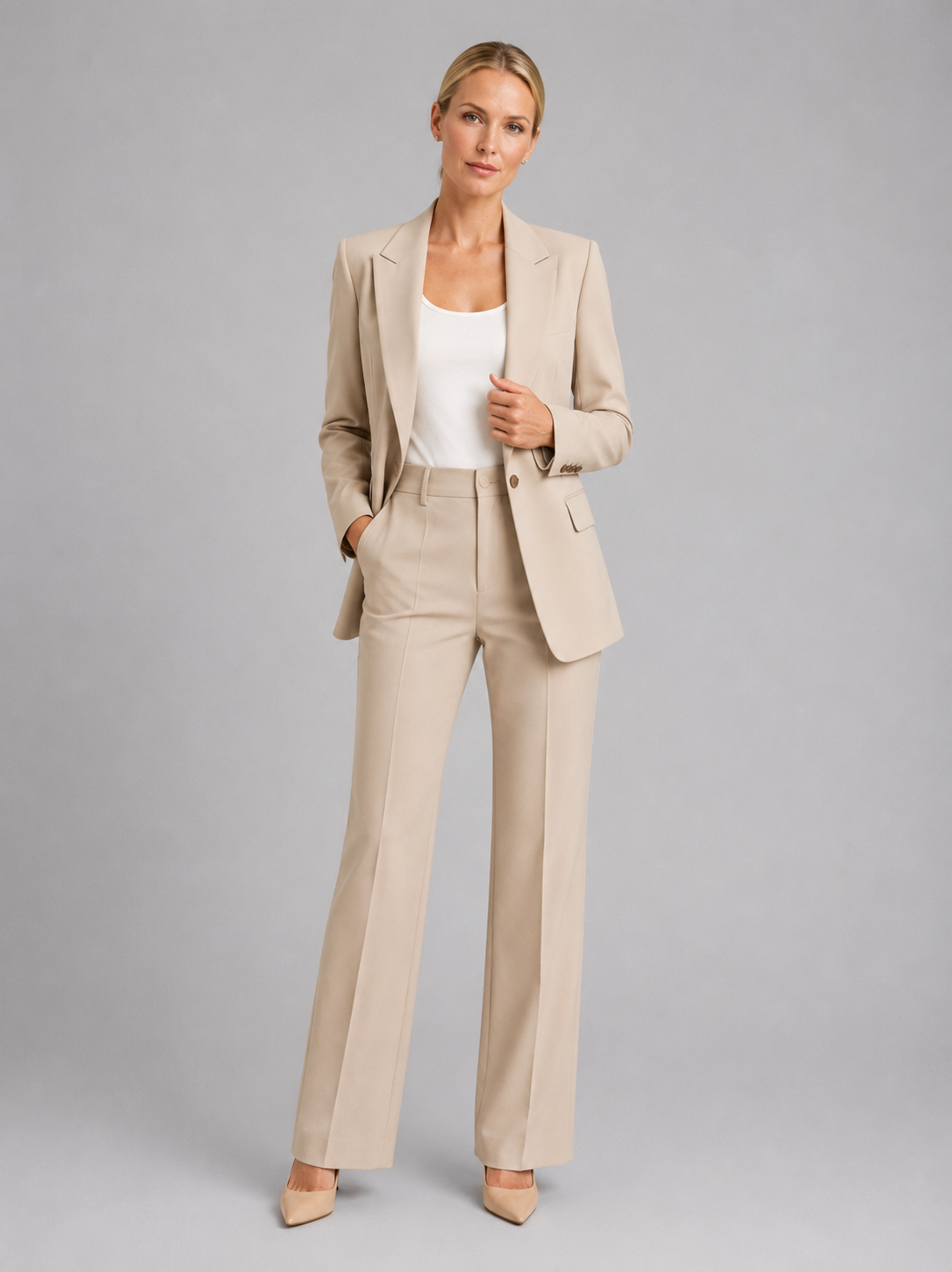 Verena | Women's Single-Button Blazer & High-Waist Pants Set — product image 5