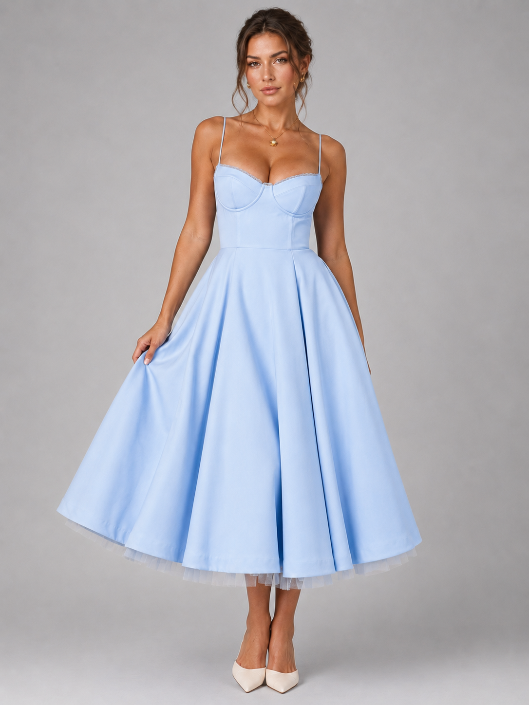 Natalia | Women's Sweetheart Corset-Bodice Full Midi Dress