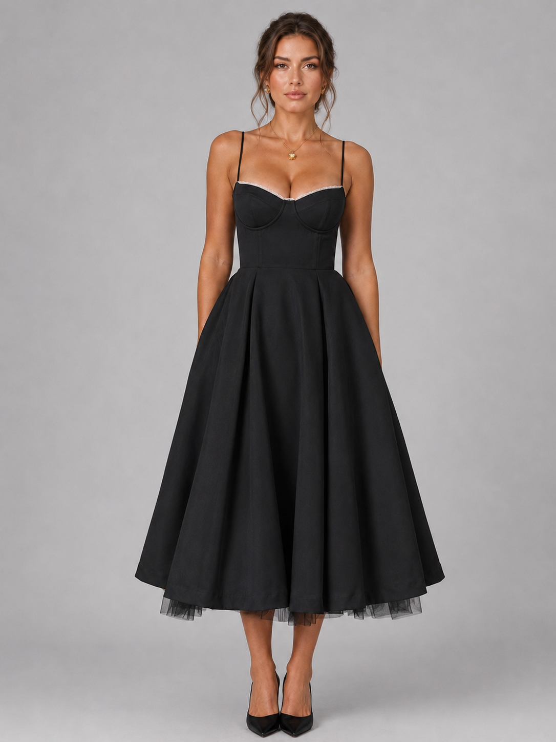 Natalia | Women's Sweetheart Corset-Bodice Full Midi Dress