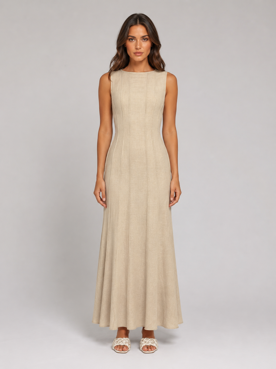 Maribel | Women's Ruched Sleeveless A-Line Maxi Dress
