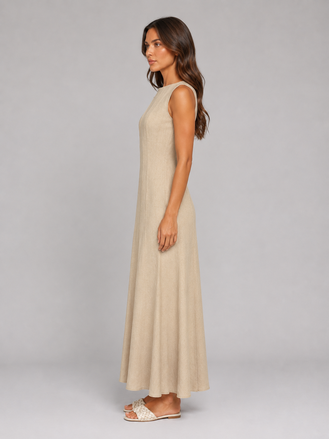 Maribel | Women's Ruched Sleeveless A-Line Maxi Dress