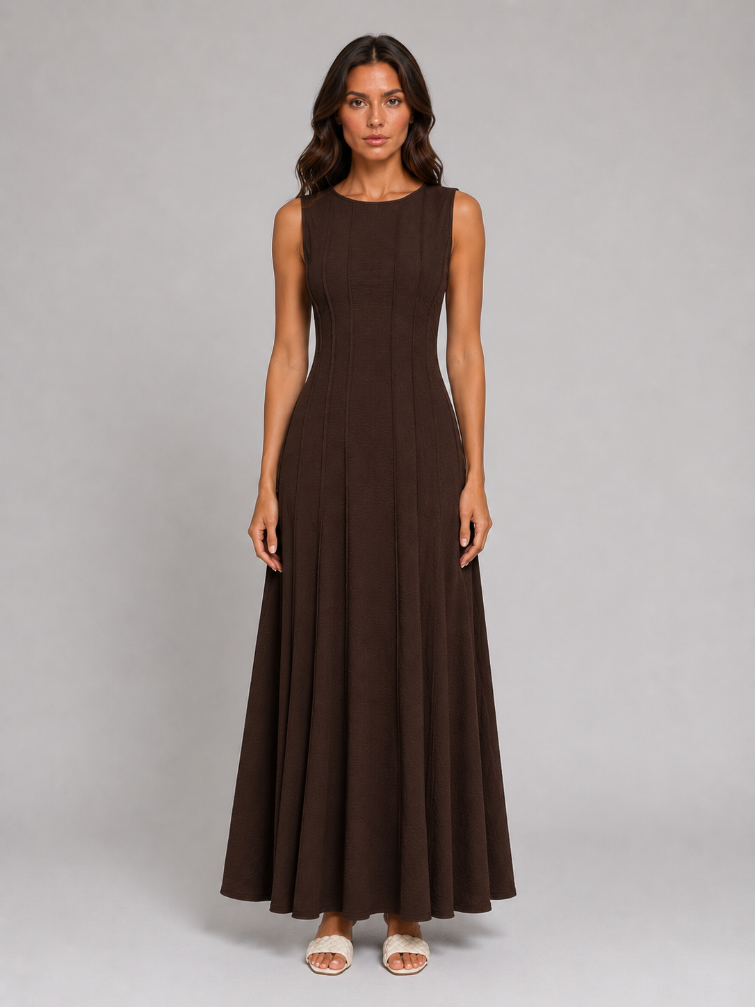 Maribel | Women's Ruched Sleeveless A-Line Maxi Dress