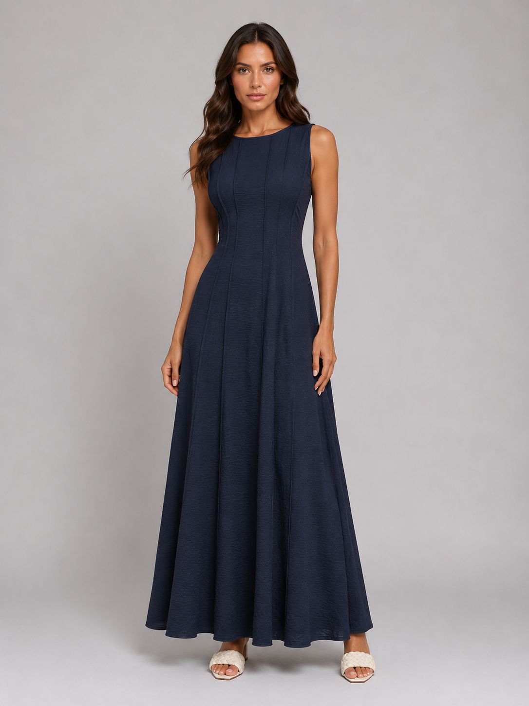 Maribel | Women's Ruched Sleeveless A-Line Maxi Dress