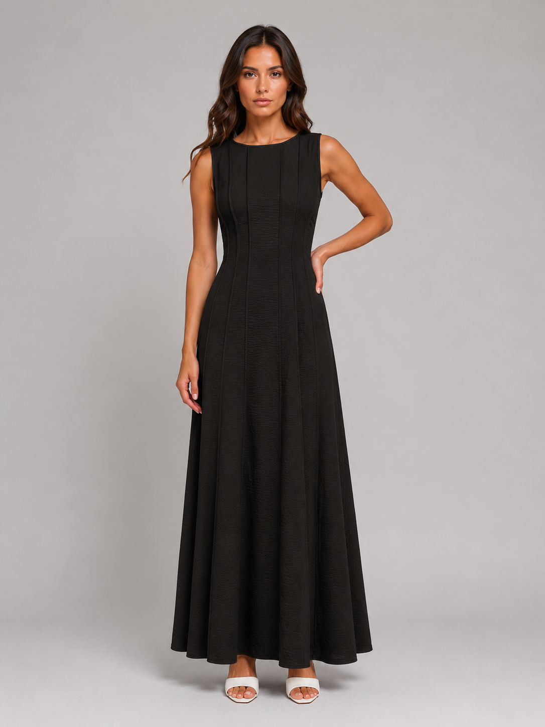 Maribel | Women's Ruched Sleeveless A-Line Maxi Dress