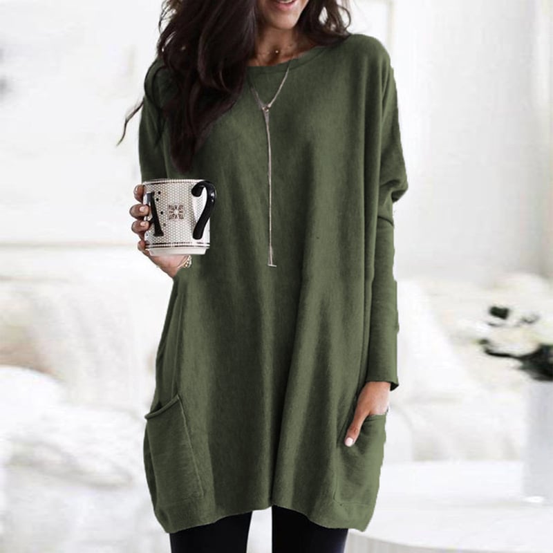 Women's Relaxed Longline Pocket Tunic Top