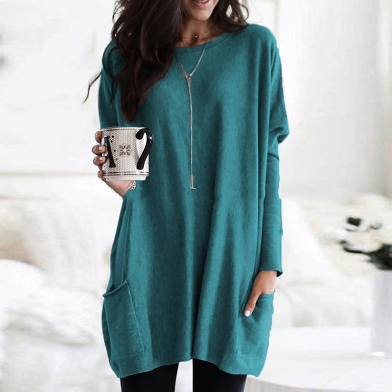 Women's Relaxed Longline Pocket Tunic Top