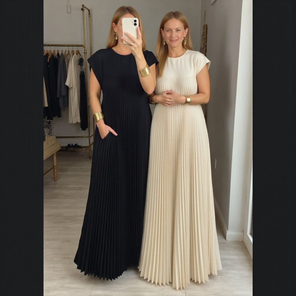 Women's Flowy Pleated Maxi Dress